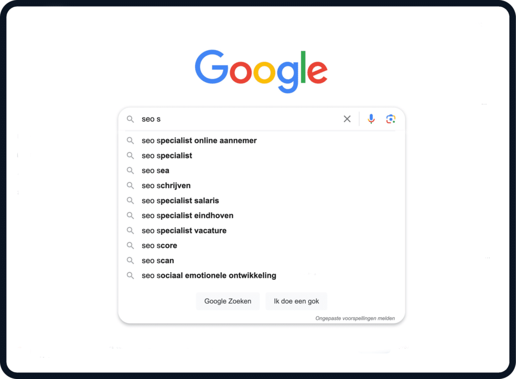 Google showing suggestions